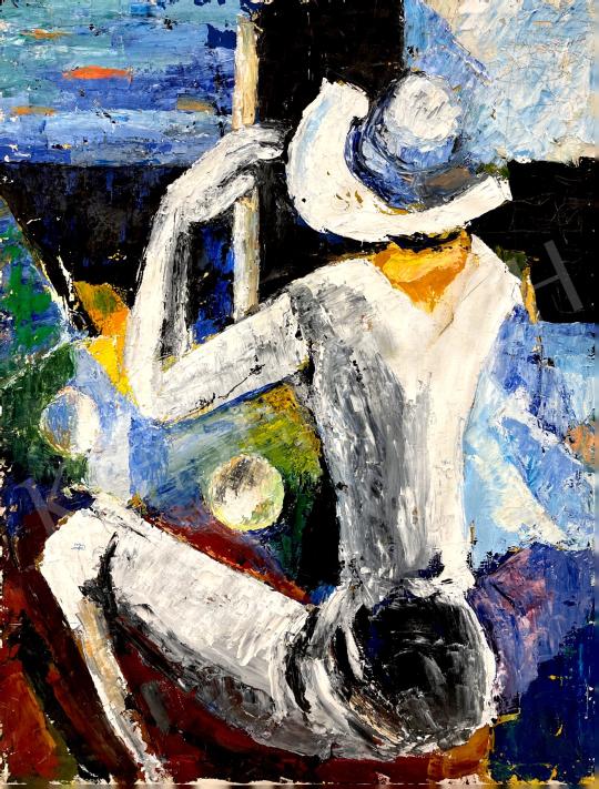 Eladó  Seregi G. Ágnes  - Nő fehér kalapban  festménye