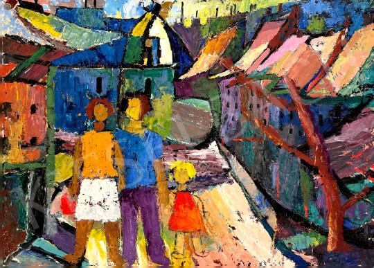 Eladó  Seregi G. Ágnes  - Délutáni családi séta a városban  festménye