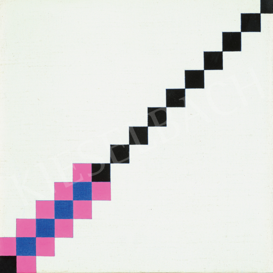  Korniss Dezső - Rózsaszín, kék, fehér, fekete, lépcső (Kompozíció), 1976 körül | 2. Háború Utáni és Kortárs Művek Aukciója aukció / 29 tétel