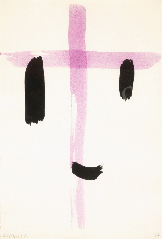  Korniss Dezső - Arc (Ecsetrajz, lila), 1967 | 2. Háború Utáni és Kortárs Művek Aukciója aukció / 45 tétel