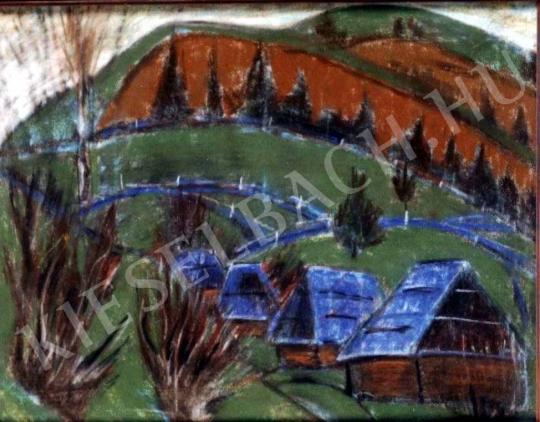 Nagy, István - Houses with Blue Roof painting