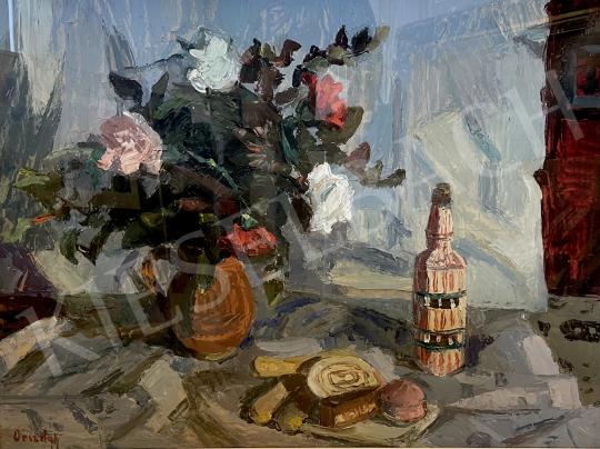 For sale  Országh, György - Still life with cakes (poppy seed beans, mignon, puszedli, Hommage a Fényes Adolf) 's painting