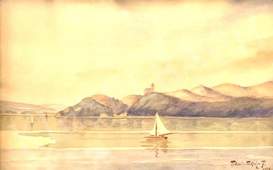 Tibai Takács, Jenő - View of Tihany by sailboat, 1929  painting