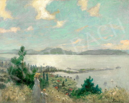 Pécsi-Pilch, Dezső - View of Lake Balaton at Balatonföldvár with Badacsony in the Background 