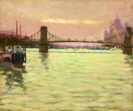 Kató, Kálmán (Kriszlanits Kálmán, Krisztanits - Budapest, Danube, Chain Bridge, c. 1920 | 71st Spring auction auction / 64 Lot