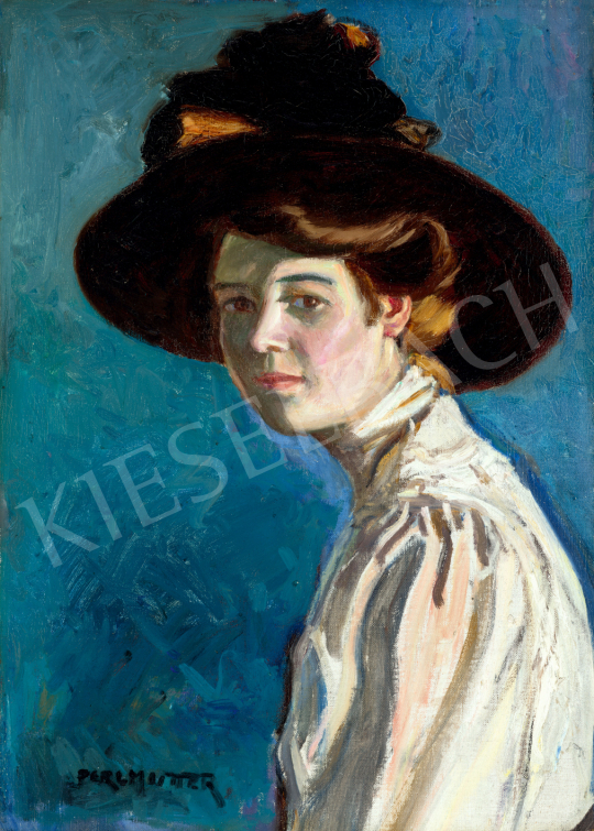  Perlmutter Izsák - Fiatal lány kalapban, 1910 körül | 71. Tavaszi aukció aukció / 96 tétel