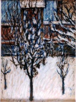 Nagy, István - Winter Landscape with Buildings 