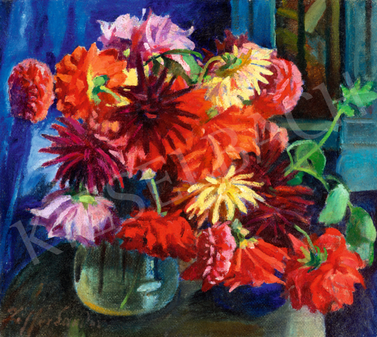 Ziffer Sándor - Virágcsendélet a nagybányai műteremben, 1940 körül | 71. Tavaszi aukció aukció / 124 tétel