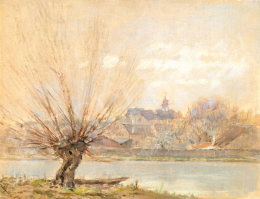  Mednyánszky, László - Small Town River Bank with Willow Tree 