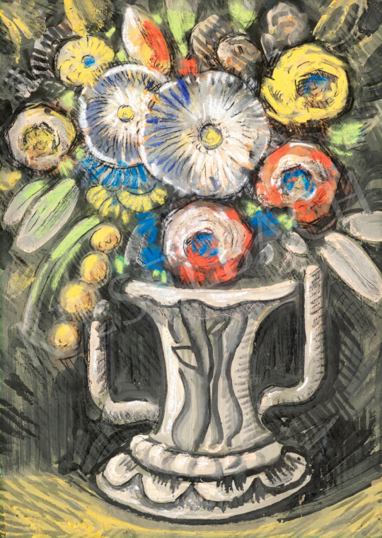  Scheiber Hugó - Art deco virágcsendélet | 71. Tavaszi aukció aukció / 158 tétel