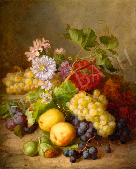  Andreas Lach - Csendélet gyümölcsökkel, 1853 | 71. Tavaszi aukció aukció / 179 tétel