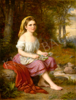 Barabás Miklós - Gyöngyvirágot szedő lány a forrásnál, 1883 