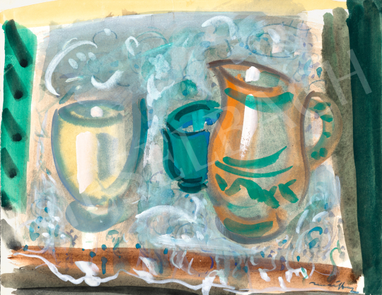  Márffy Ödön - Csendélet kancsóval és poharakkal, 1930-as évek | 71. Tavaszi aukció aukció / 201 tétel