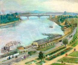 Péter Mária - Újlipótváros, háttérben az Árpád-híddal 