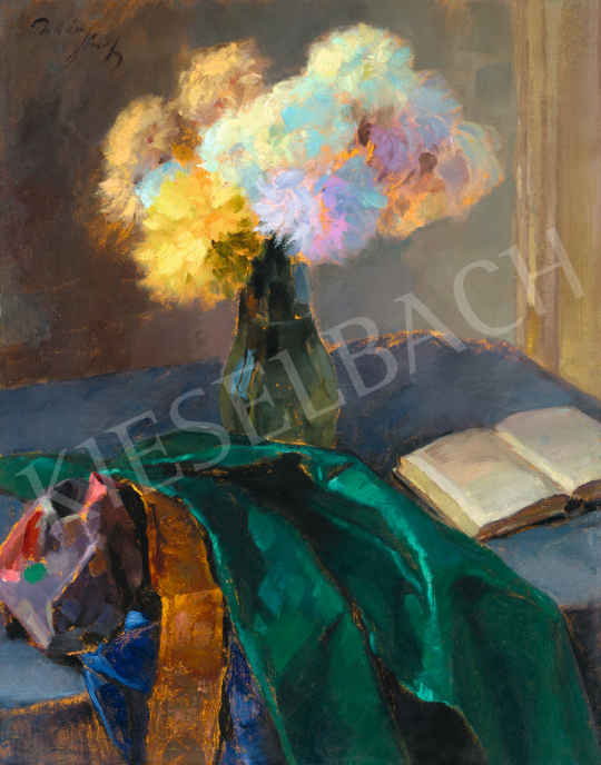 Pechán, József - Still Life with Flowers and Open Book, 1910s | 71st Spring auction auction / 218 Lot