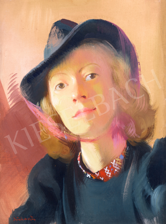  Istókovits Kálmán - Kalapos nő, 1940 körül | 71. Tavaszi aukció aukció / 226 tétel