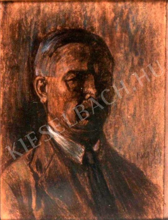 Nagy, István - Self-Portrait in  Brown Coat painting
