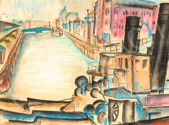  Ismeretlen magyar festő, 1930 körül - Hajókikötő | 71. Tavaszi aukció aukció / 14 tétel