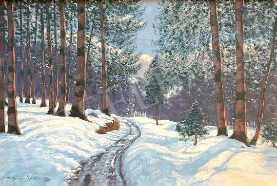 Eladó  Olgyai Viktor - Fények a téli erdőben  festménye