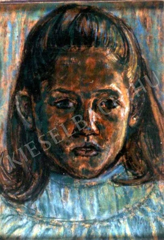 Nagy, István - Girl in Blue Dress painting