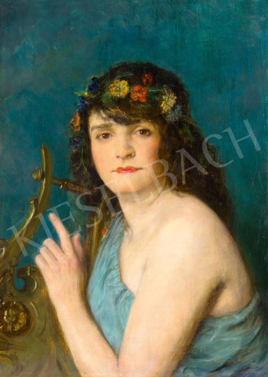 Eladó  Kéméndy Jenő - Nő lanttal festménye
