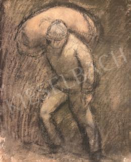  Unknown Hungarian Painter, first half of the 20th Century - A Man Carrying a Bag 