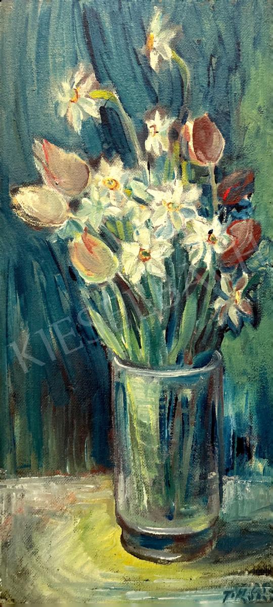 Tóth, Sándor - Flowers in a glass jar  painting