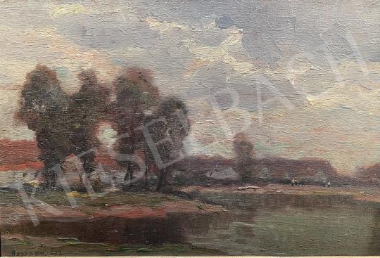 For sale  Bosznay, István - Lights on the lakeshore after a storm 's painting