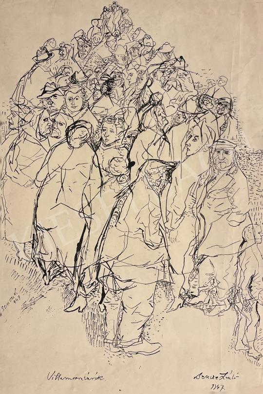  Bencze László - Villamosra várók, 1947   festménye