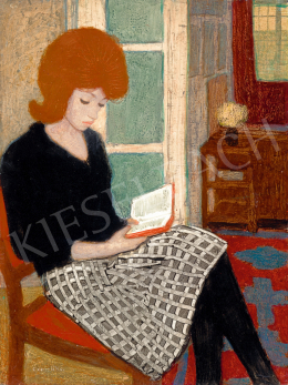  Czene, Béla jr. - Reading Girl in a Checkered Skirt 