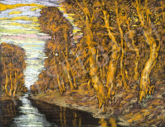  Jaszusch Antal - Aranyló fények a patakparton, 1912 körül | 72. Őszi aukció aukció / 32 tétel