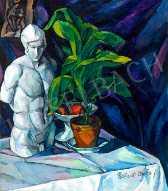  Perlrott Csaba, Vilmos - Still Life with Matisse Painting and Statue (Still Life with Statue), c. 1912 | 72nd Autumn auction auction / 61 Lot