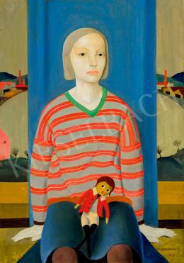  Kontuly, Béla - Girl in a Striped Blouse, 1930 
