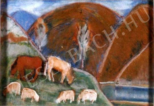 Nagy István - Legelő állatok a Gyilkos tónál festménye
