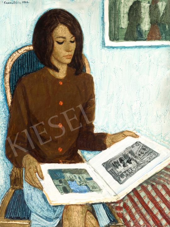  Czene Béla - Albumot lapozgató lány, 1966 | 72. Őszi aukció aukció / 179 tétel