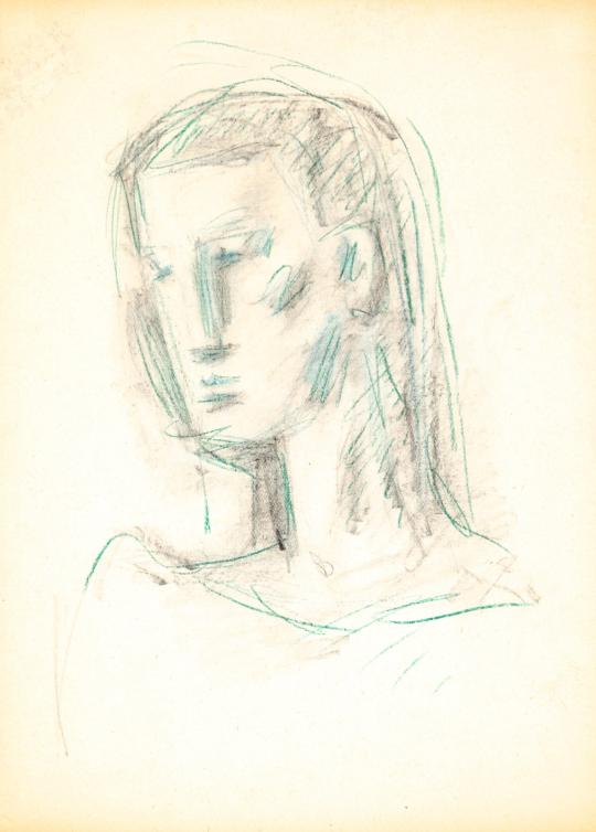  Korniss Dezső - Férfi fej, 1930 körül | 72. Őszi aukció aukció / 233 tétel