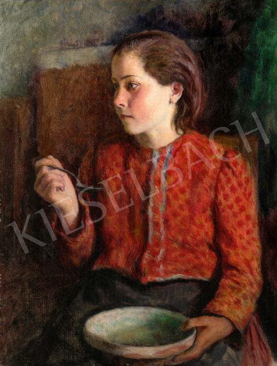  Glatz Oszkár - Kislány piros ruhában, 1944 | 72. Őszi aukció aukció / 240 tétel