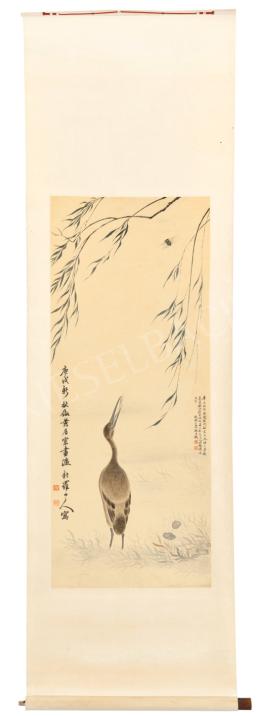   Hua Yan (1682–1756)  jelzéssel - Gázló madár rovart figyel 