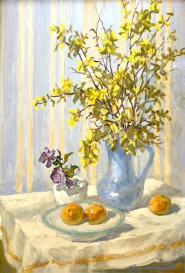  Csáki-Maronyák, József - Floral still life in an interior (Pansy Golden shower) 