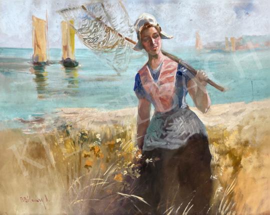 Eladó  Burchard Bélaváry István - Vitorlások a tengeren (Halászlány)  festménye