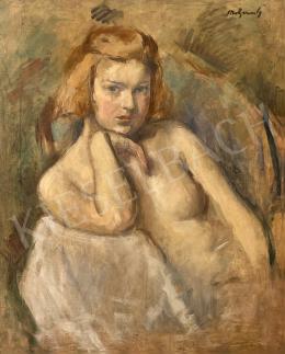 Mattyasovszky-Zsolnay, László - Young girl with blue eyes (Nude in studio)  
