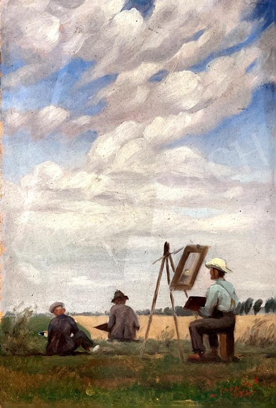 Eladó  Megyesi Schwartz Antal - Művészek a szabadban (Plen-air), 1922  festménye