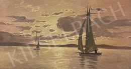 Tábori, József - Lake Balaton, sailboats, sunset  