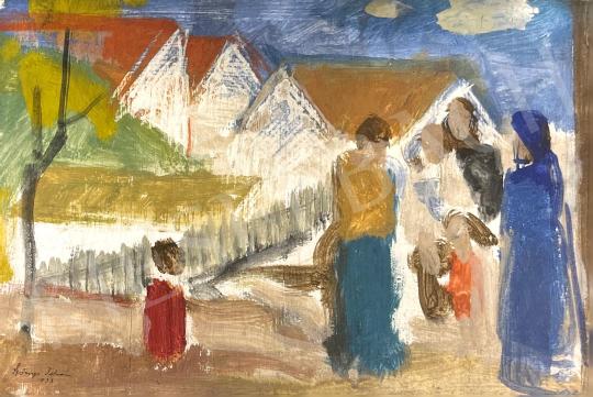 Eladó  Szőnyi István - Beszélgetők a zebegényi utcán, 1933  festménye