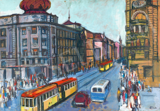 Gera Éva - Budapesti forgatag (Blaha Lujza tér, Rákóczi út, Csemege áruház), 1960-as évek | 73. Téli aukció aukció / 11 tétel