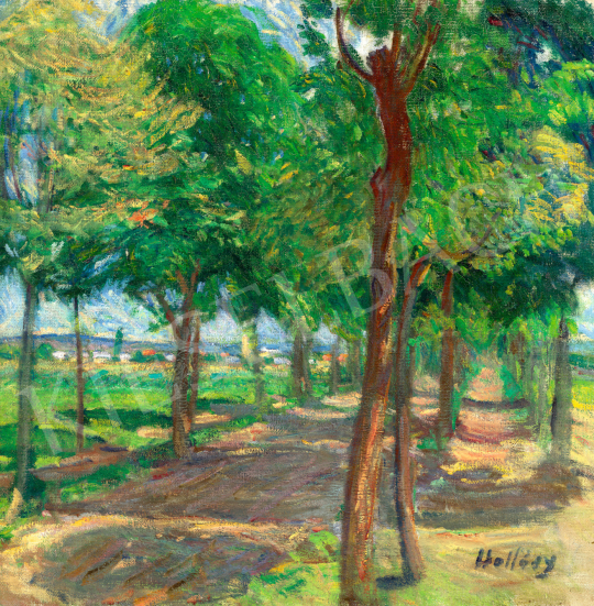 Hollósy Simon - Nyári napsütéses fasor (Máramarosszigeti plein air), 1910 körül | 73. Téli aukció aukció / 26 tétel