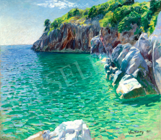 Vesztróczy Manó - Mediterrán tengerpart, 1931 | 73. Téli aukció aukció / 49 tétel
