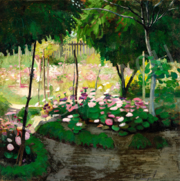  Ismeretlen nagybányai festő 1910 körül - Napsütötte kertben 