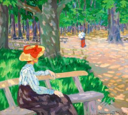 Boromisza, Tibor - Woman with a Hat in a Park (Cinterem in Nagybánya), 1908 