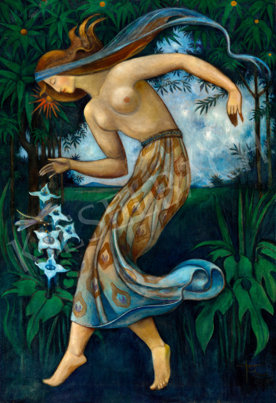  Remsey, Jenő György - Art Nouveau Female Nude (Bluebell, Stars, Dragonfly…), 1917 | 73rd Winter Auction auction / 69 Lot